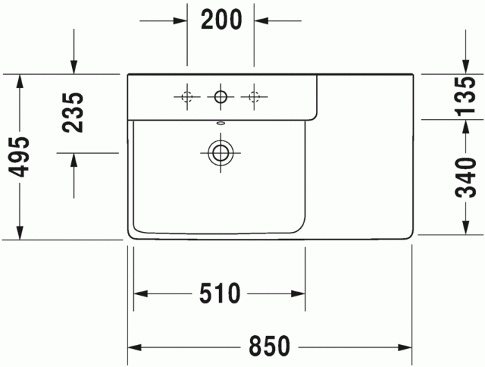 Duravit раковина подвесная 85х49см, p3 comforts, 2333850000 цвет: белый