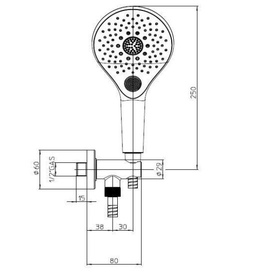 Bossini душевой комплект с лейкой, держателем и шлангом, золото, syncronia, золото арт. c12033.021