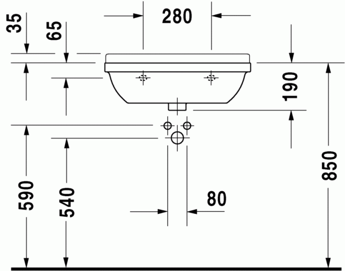 Duravit раковина подвесная strack 3 60х45 см, happy d.2, 0307600000 цвет: белый