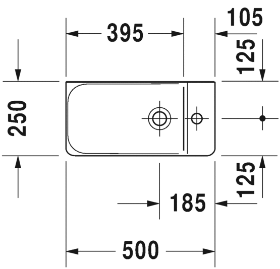 Duravit раковина подвесная 50х25см, p3 comforts, 0715500000 цвет: белый