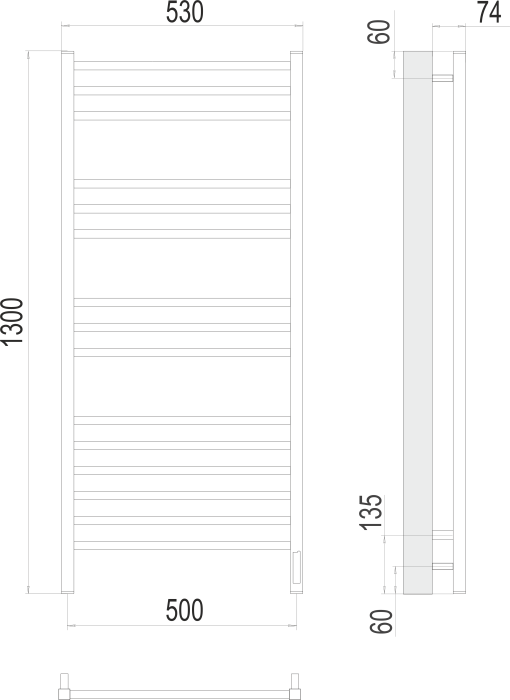 Terminus электрический полотенцесушитель ватикан п15 500х1300 электро (sensor quick touch), электрика люкс арт. 4670078526212