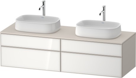 Duravit тумба подвесная под две раковины 550 мм х 1600 мм х 442 мм, zencha, ze4825b64830000 цвет: белое стекло/cеро-коричневый суперматовый