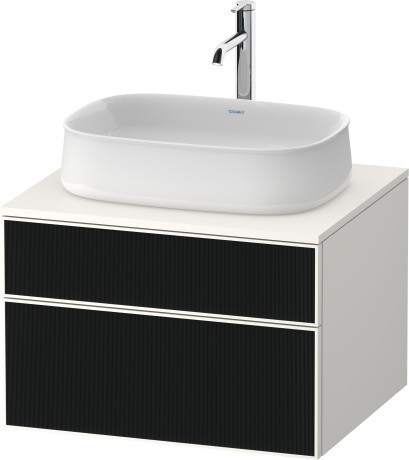 Duravit тумба подвесная с вырезом под раковину 550 мм х 650 мм х 442 мм, zencha, ze4820063840000 цвет: чёрное стекло/белый суперматовый