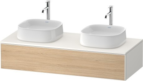 Duravit тумба подвесная под две раковины 550 мм х 1300 мм х 281 мм, zencha, ze4813b30840000 цвет: натуральный дуб/белый суперматовый