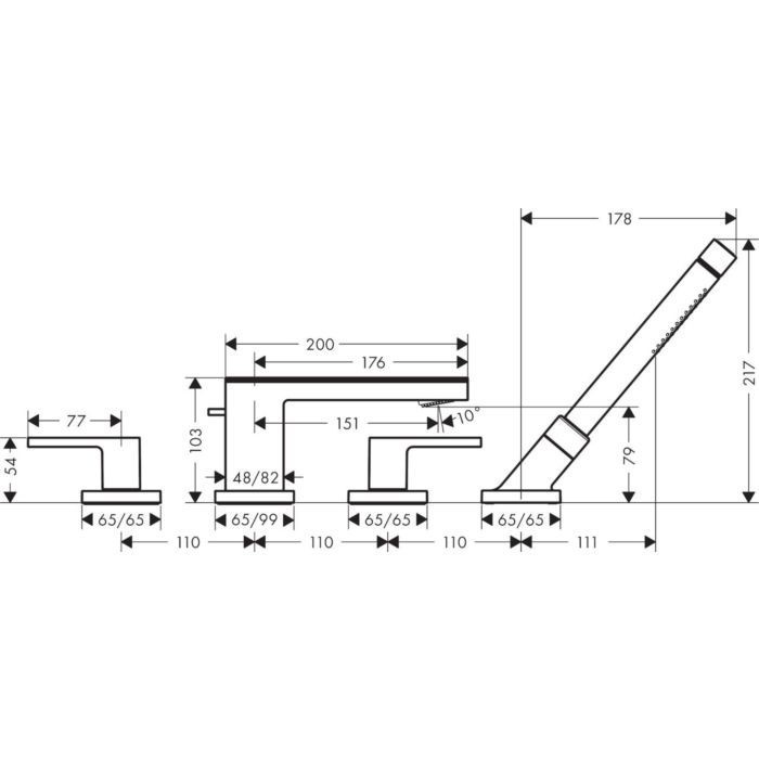 AXOR смеситель на край ванны, MyEdition, черный / хром арт. 47430600