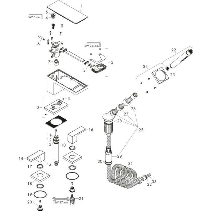 AXOR смеситель на край ванны, MyEdition, черный / хром арт. 47430600