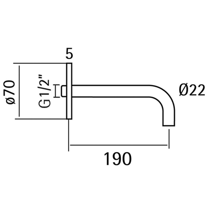 Излив настенный 190 мм, Cisal Xion, нержавеющая сталь арт. XI000240D1