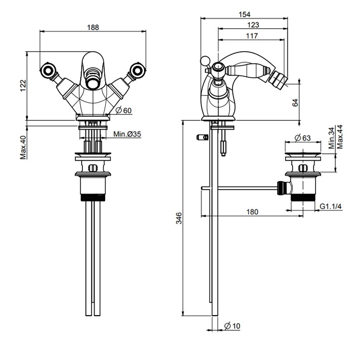 Fima Carlo Frattini смеситель для биде, на 1 отв., herend, золото арт. f5432cbor