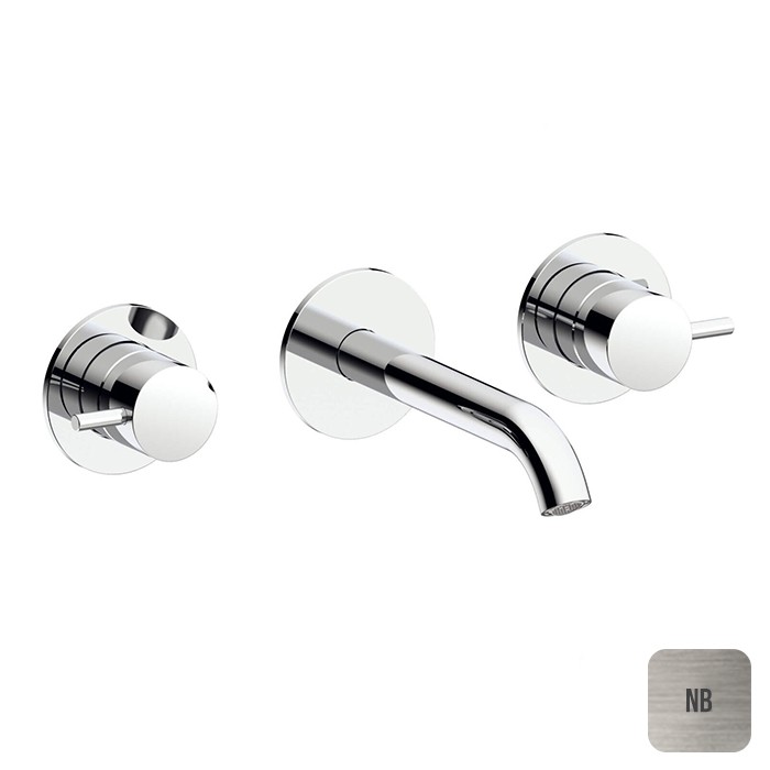 Смеситель для раковины на 3 отверстия из стены, излив 170-195 мм, внешняя часть, Almar Round, никель арт. E210057.NB