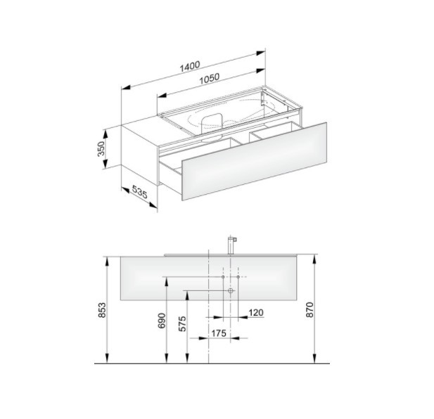 Keuco тумба подвесная под раковину с одним выдвижным фронтом, с внутренней светодиодной подсветкой, edition 11, белый арт. 31164 210100