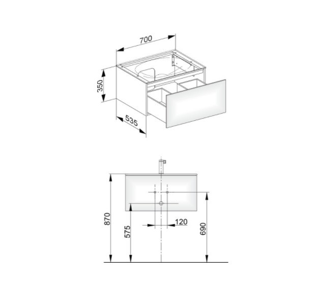 Keuco тумба подвесная под раковину с одним выдвижным фронтом, с внутренней светодиодной подсветкой, edition 11, черный арт. 31341 330100