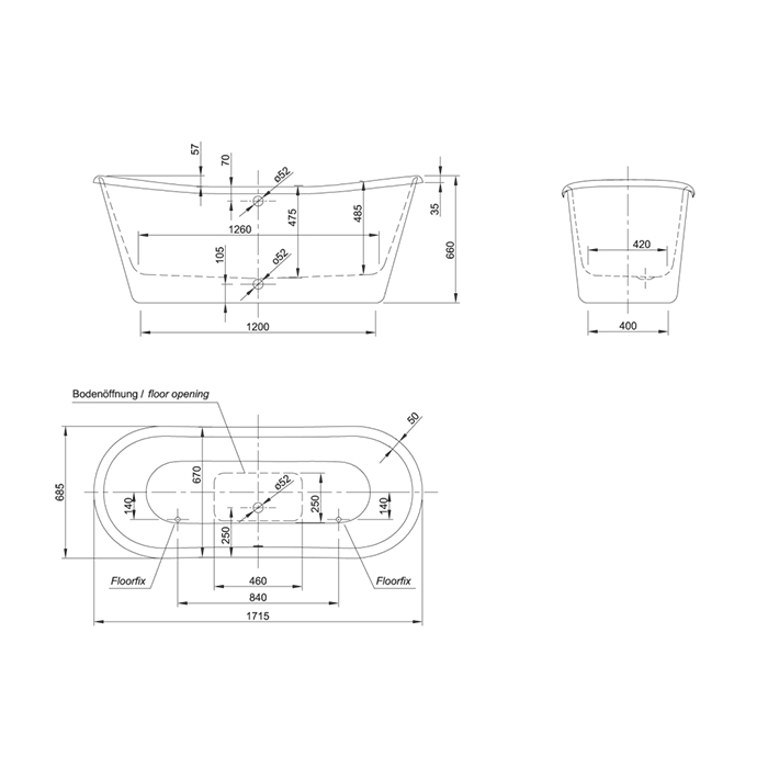 Knief ванна 170х70х66см., без слива-перелива, Pincess, 0100-081 0100-091-04 цвет: белый