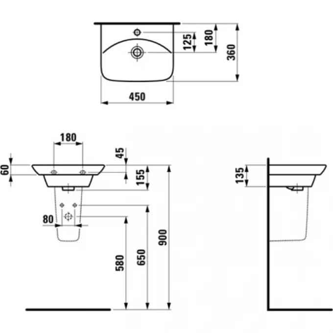 LAUFEN мини-раковина подвесная 45x36, PALACE - 8.1570.1.000.104.1