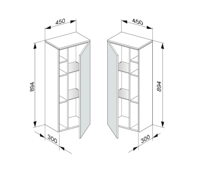 Keuco средний шкаф подвесной петли справа, edition 400, антрацит арт. 31725 390002