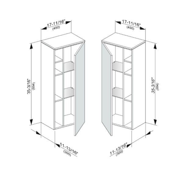 Keuco средний шкаф подвесной петли справа, edition 400, антрацит арт. 31725 390002