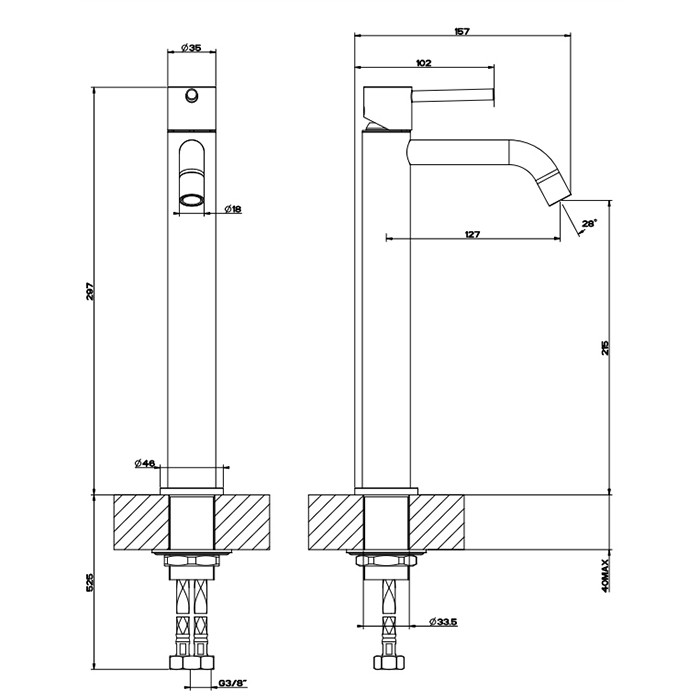 Gessi Смеситель для раковины, на 1 отв, Emporio Via tortona, 18604#149 цвет: finox brushed nickel
