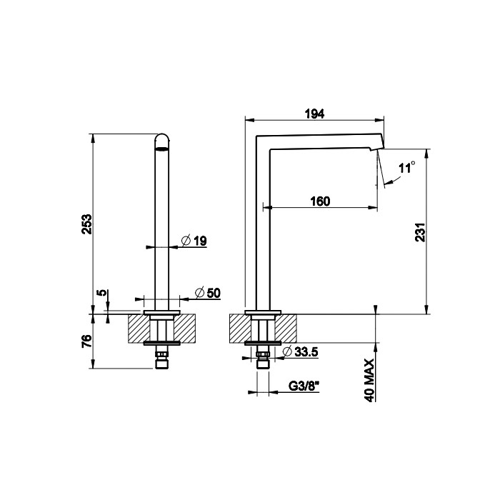 Gessi Отдельно стоящий излив, высокий, Ingranaggio, 63323#031 цвет: хром
