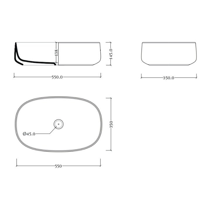 Раковина 55x35см., накладная, без отв., без перелива, Artceram Cognac, COL003 39 00 цвет: коричневый