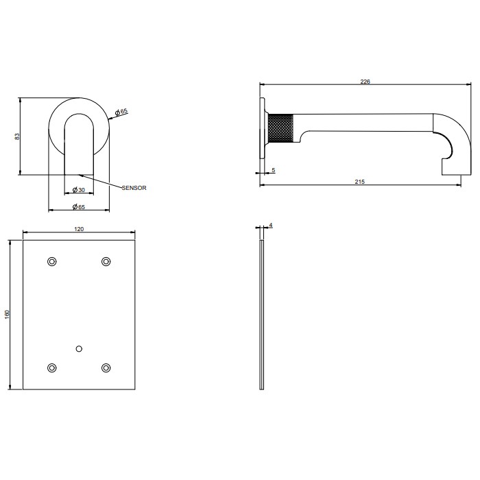 Gessi Смеситель для раковины, встраиваемый, электронный, излив: 21.5см., Inciso, 58105#246 цвет: золото