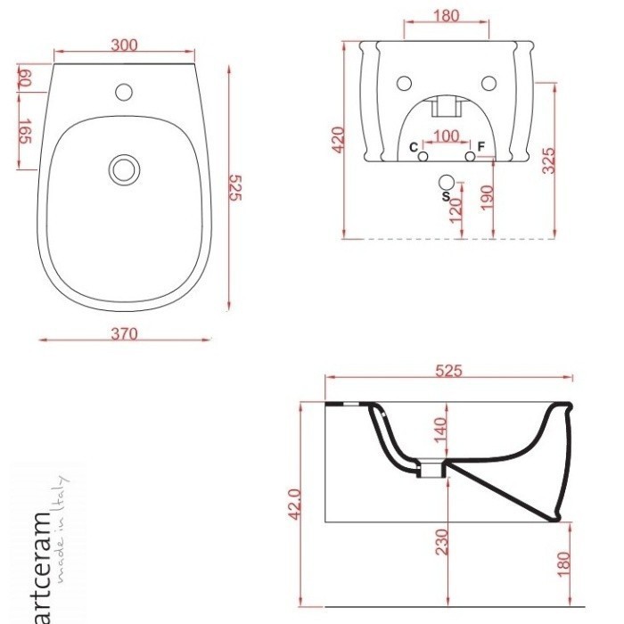 ArtCeram биде (подвесное), azb001 03 00 azuley цвет: черный глянцевый