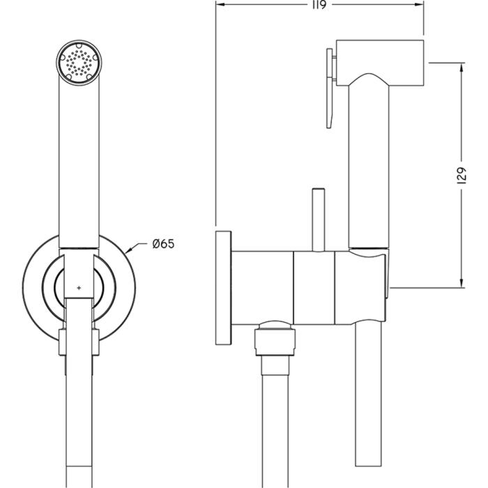 Гигиенический душ c прогрессивным смесителем, HUBER Shower, никель арт. TT0079452B