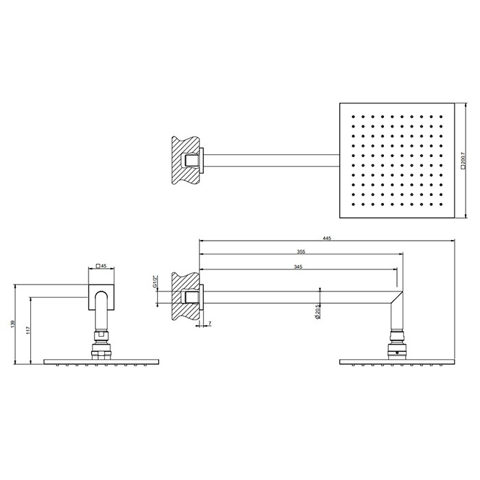 Gessi Верхний душ, подвесной, поворотная, с защитой от известкового налёта, Emporio shower, 47286#031 цвет: хром