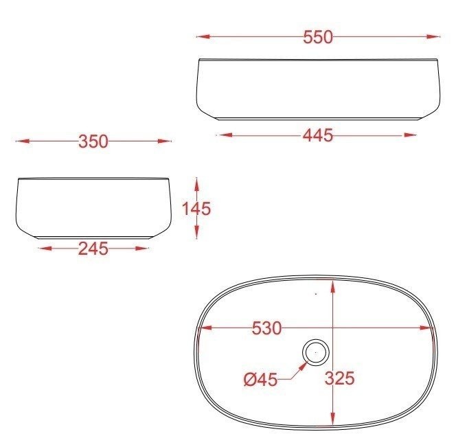 Раковина накладная 55x35 см, черный матовый/покрытие Saniglaze, Art Ceram Cognac арт. COL003 17 34