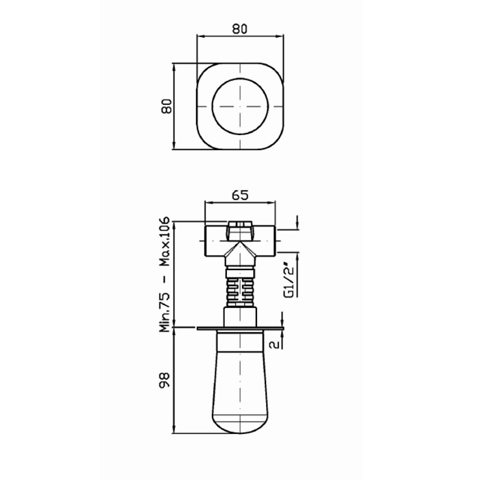 Zucchetti запорный вентель, nude, черный арт. znu729.c50