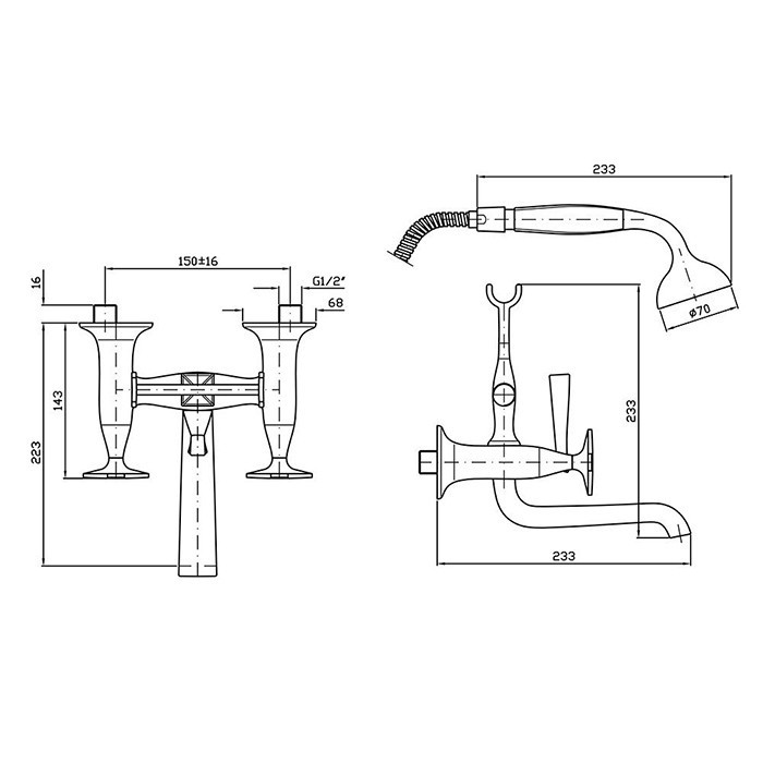 Zucchetti смеситель для ванны, настенный, с ручным душем, bellagio, золото арт. zb1228.c40