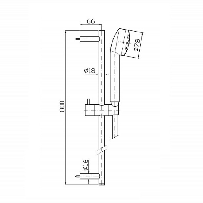 Zucchetti душевая штанга, с ручным душем и шлагом 150см, 80см, isystick, хром арт. z95203