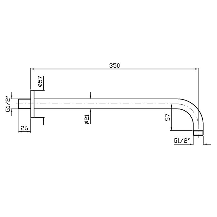 Zucchetti держатель верхнего душа, l.35см, настенный, brushed pvd british gold арт. z93027.p31