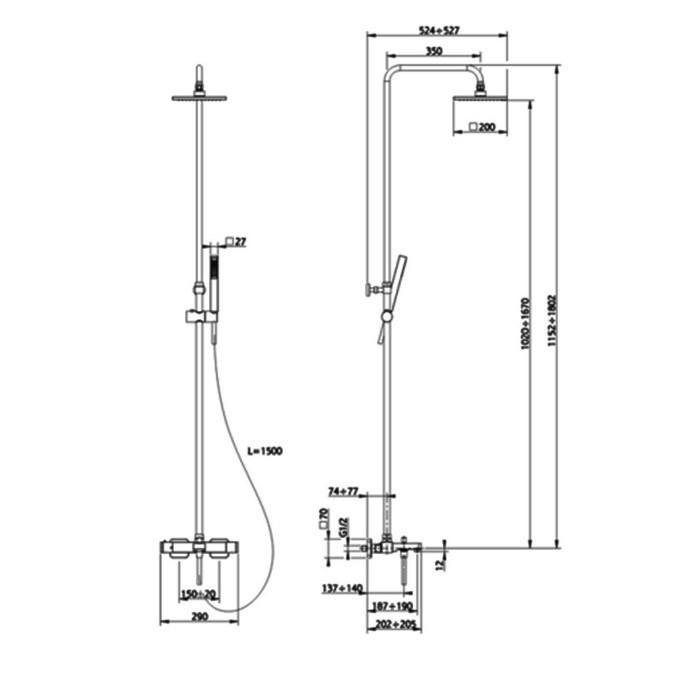 Cisal душевая система с термостатическим смесителем - с функцией наполнения ванны rrc8301021 roadster cisal, цвет: хром