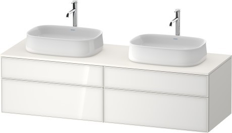 Duravit тумба подвесная под две раковины 550 мм х 1600 мм х 442 мм, zencha, ze4825b64840000 цвет: белое стекло/белый суперматовый