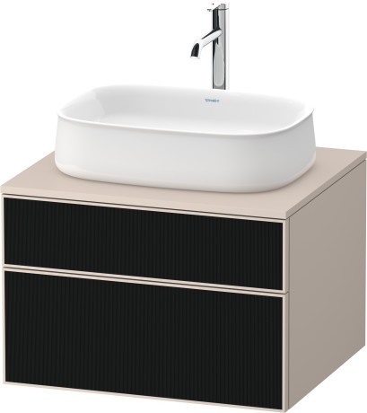 Duravit тумба подвесная с вырезом под раковину 550 мм х 650 мм х 442 мм, zencha, ze4820063830000 цвет: чёрное стекло/серо-коричневый суперматовый