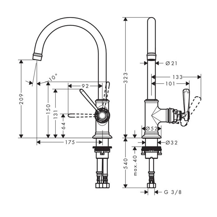 AXOR смеситель для раковины, Montreux, золото арт. 16518990