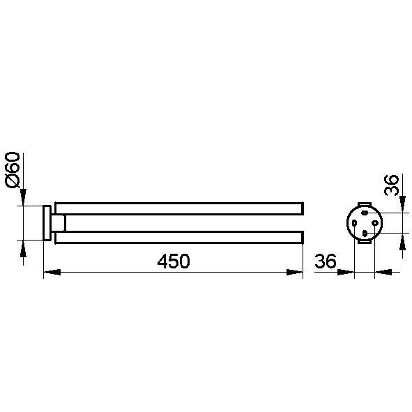 Keuco полотенцедержатель двойной, поворотный 45 см, edition 90, хром арт. 19018 010000