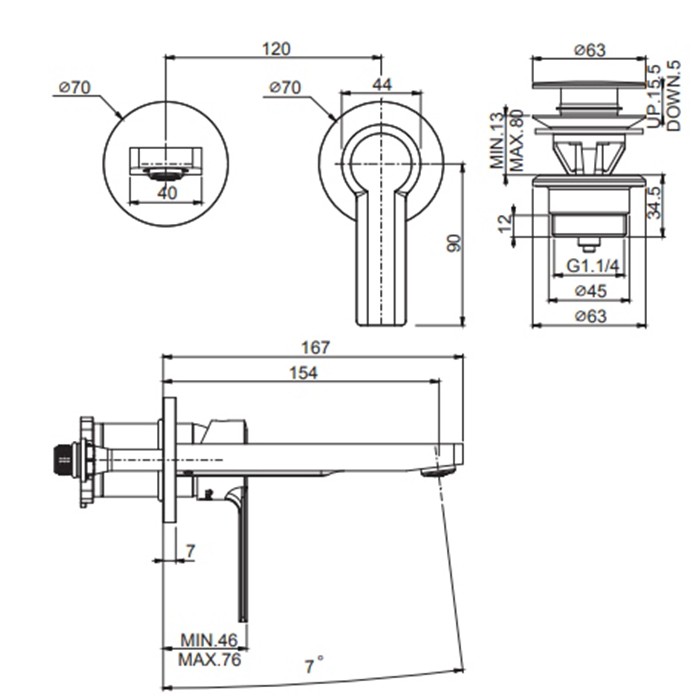 Fima Carlo Frattini смеситель для раковины, встраиваемый, излив: 15.4см., mast, черный арт. f3141wx8ns