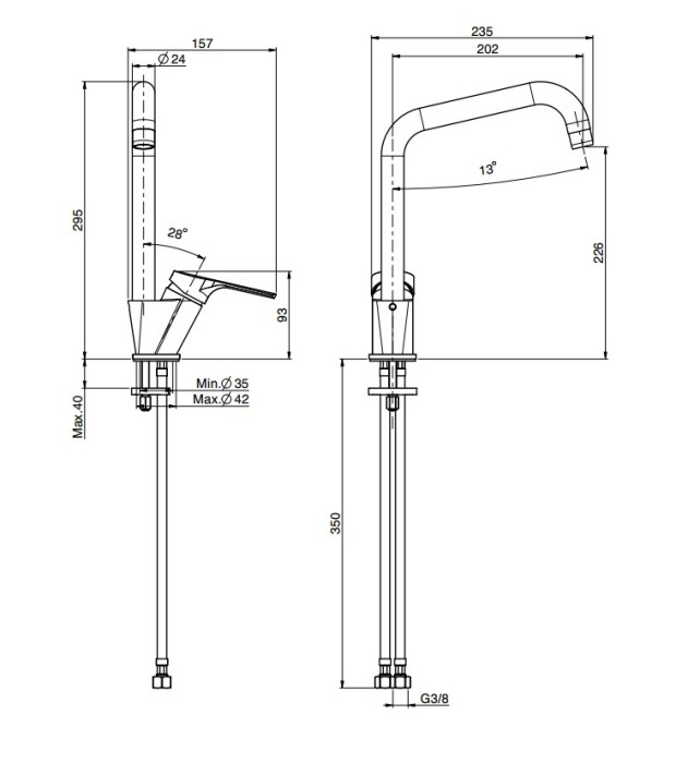 Fima Carlo Frattini кухонный смеситель, с двумя гибкими шлангами 370мм, вращающийся излив, kitchen, хром арт. f3797/1cr