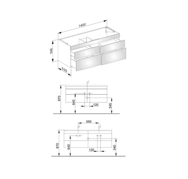 Keuco тумба подвесная под раковину с четырьмя выдвижными фронтами, edition 400, антрацит арт. 31562 390000