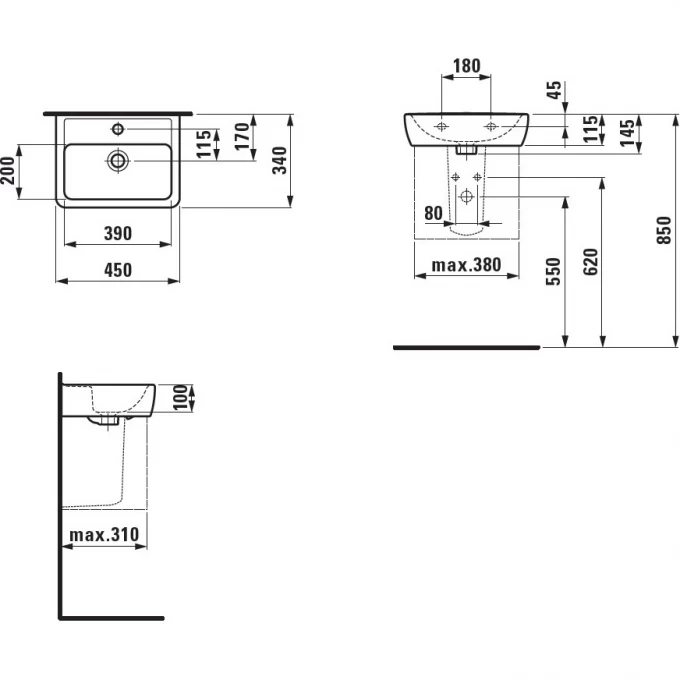 LAUFEN мини-раковина 45х34, PRO A - 8.1195.2.000.104.1
