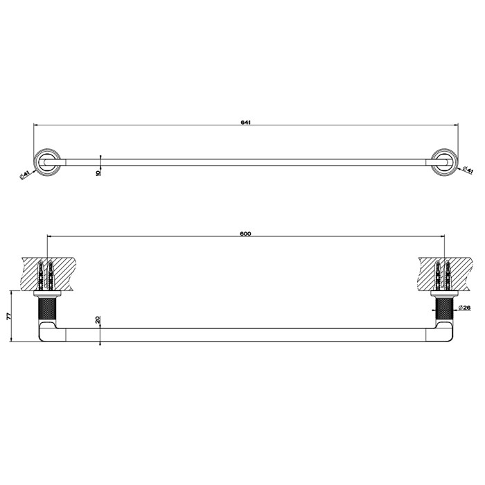 Gessi Полотенцедержатель, 60 см, подвесной, Inciso, 58503#299 цвет: nero xl