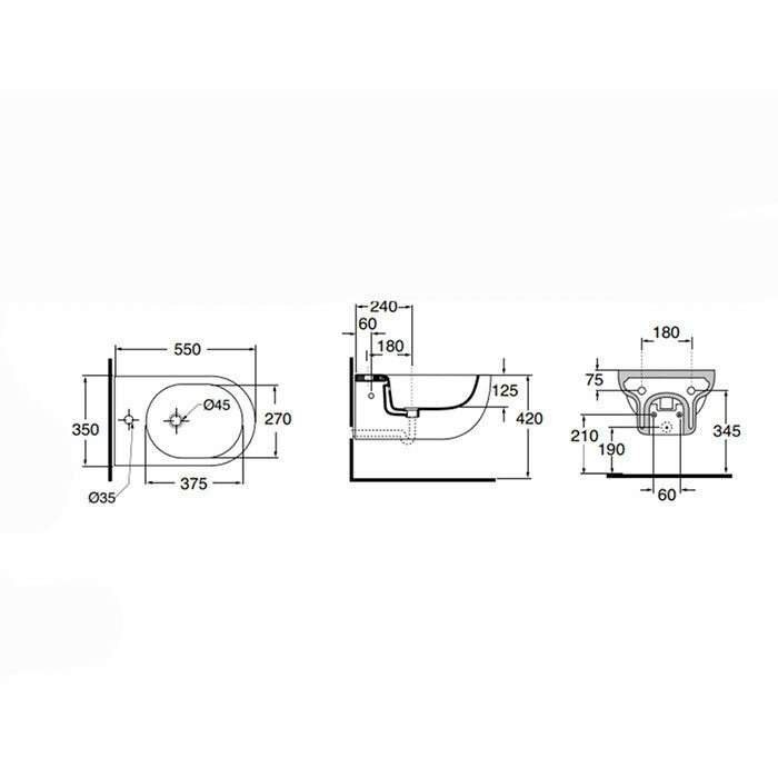 Azzurra Биде 35x55 NUVOLA, NUBKS000000MBI/(NUV500/SOSK bi)*1 цвет: белый