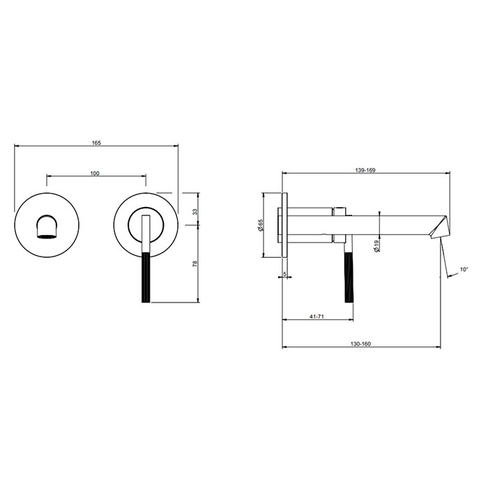 Gessi Смеситель для раковины, встраиваемый, излив 14.9-16.9см., внешняя часть, Anello, 63581#031 цвет: хром