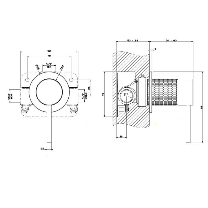 Gessi Встраиваемый однорычажный смеситель, картридж ?35мм,одна позиция, Meccanica, 54219#239 цвет: шлифованная сталь