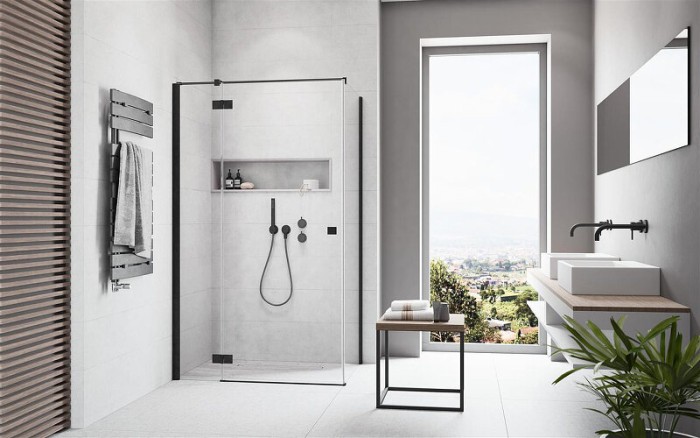 Radaway душевая дверь kdj 100 l профиль черный стекло прозрачное, Essenza New - 385040-54-01L