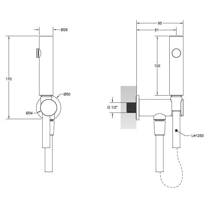 Gessi Гидроёршик настенный на 1/2", Ingranaggio, 45121#031 цвет: хром