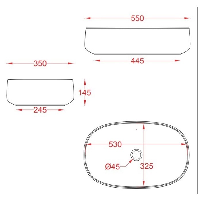 Раковина 55х35 см, без отв., накладная, Artceram Cognac, COL003 16 00 цвет: синий