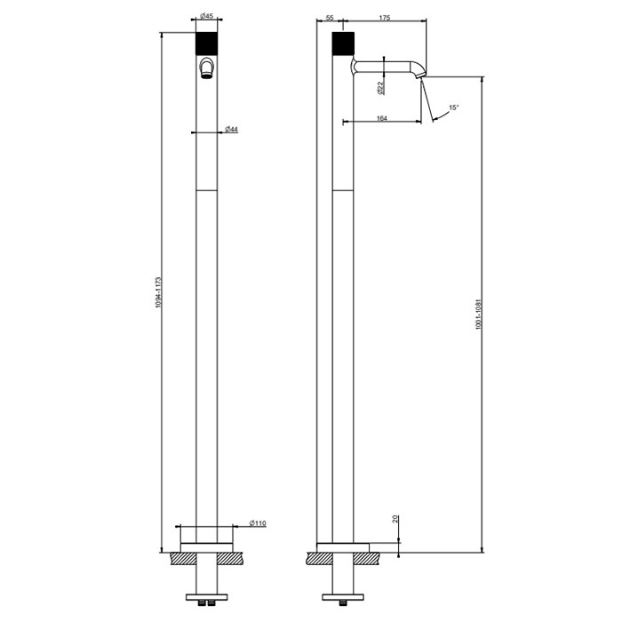 Gessi Смеситель для раковины, напольный, Habito Rigato, 70595#031 цвет: хром
