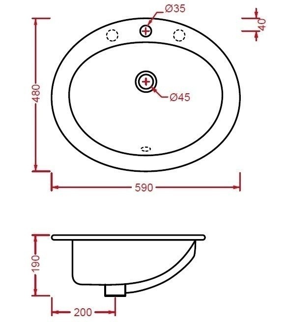 ArtCeram раковина (врезная), ell001 01 00 eolo цвет: белый глянцевый