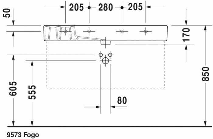 Duravit раковина для мебели 105х49 см, vero, 0329100000 цвет: белый